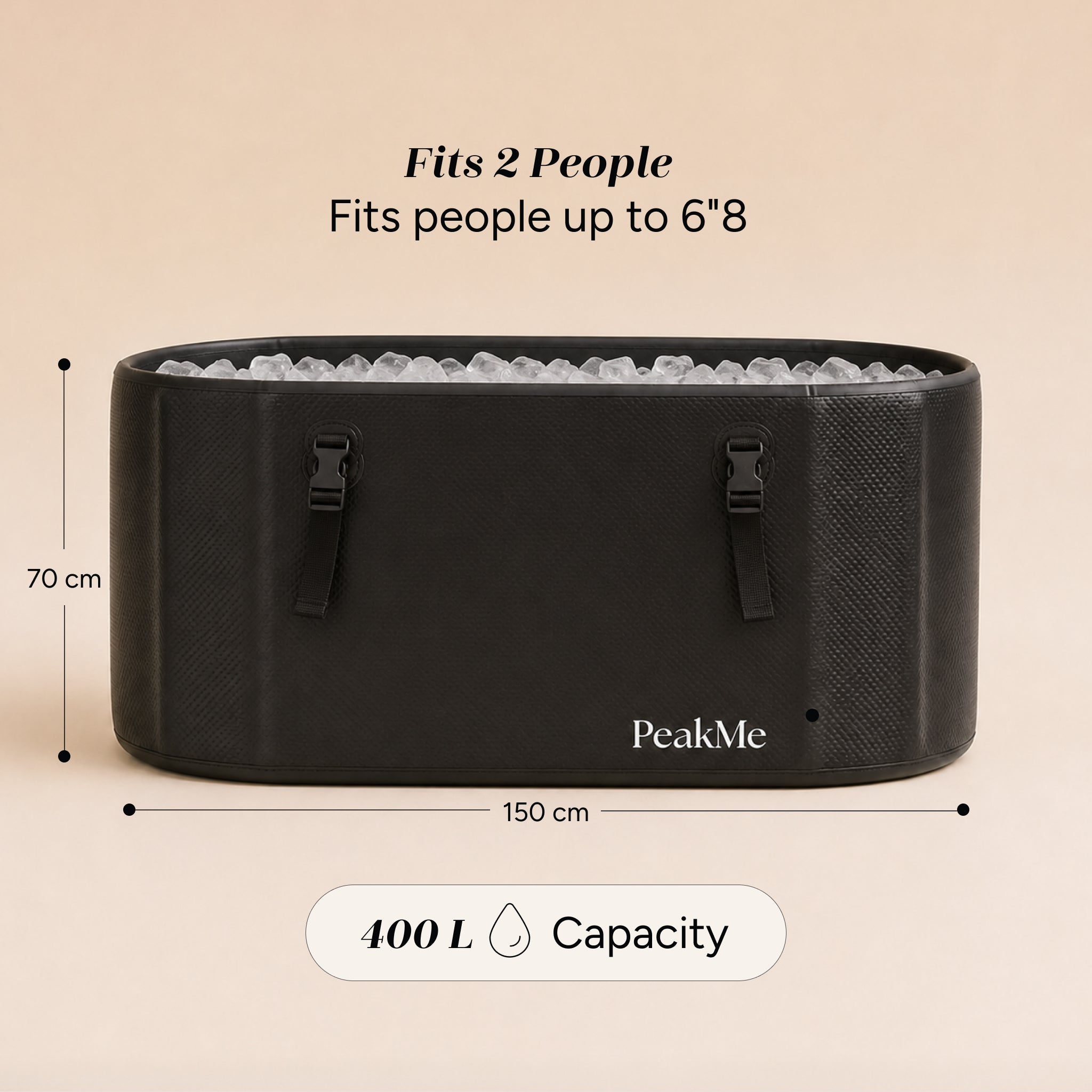 Flow Ice Bath - Premium Cold Plunge Tub. 10cm Insulated Walls. Chiller-Compatible. by PeakMe, SKU PK-ICE-005