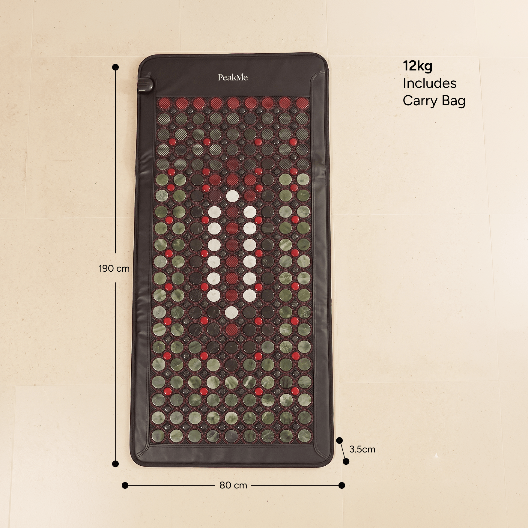 Restore Infrared PEMF Mat - Full - Body PEMF Mat. Red/NIR Light. Gemstone Therapy. by PeakMe, SKU PK-PEMF-A1000