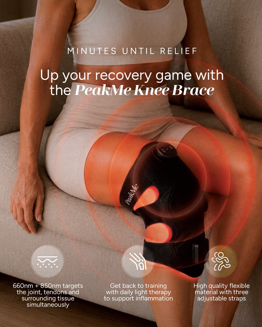 Soothe & Support Bundle - Wearable Red Light Therapy Bundle. Waist Belt + Knee Brace. by PeakMe, SKU