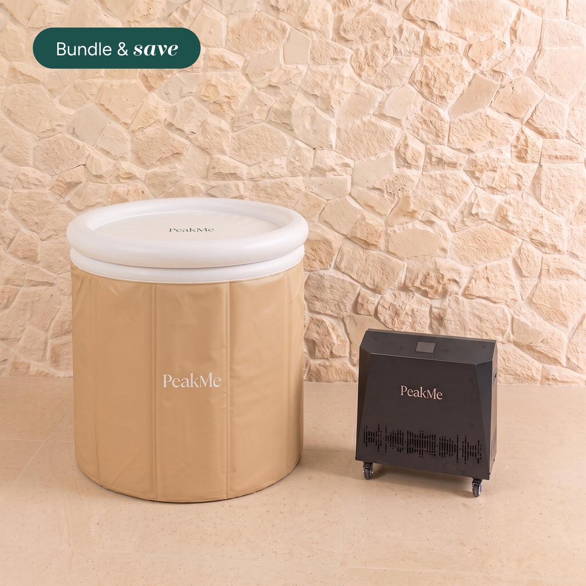 Core Ice Bath (Latte) + Pro Chiller by PeakMe, SKU PK-BDL-0008
