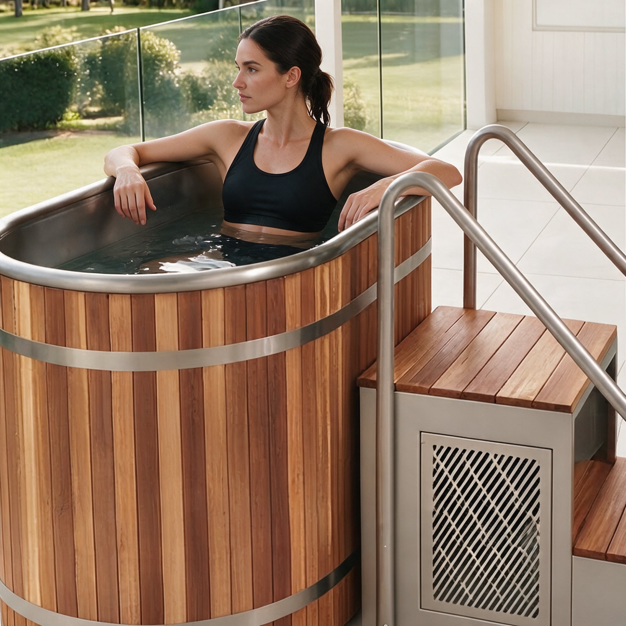 Glacier Solo Premium Cedar Ice Bath by PeakMe, SKU PK-ICE-WT01